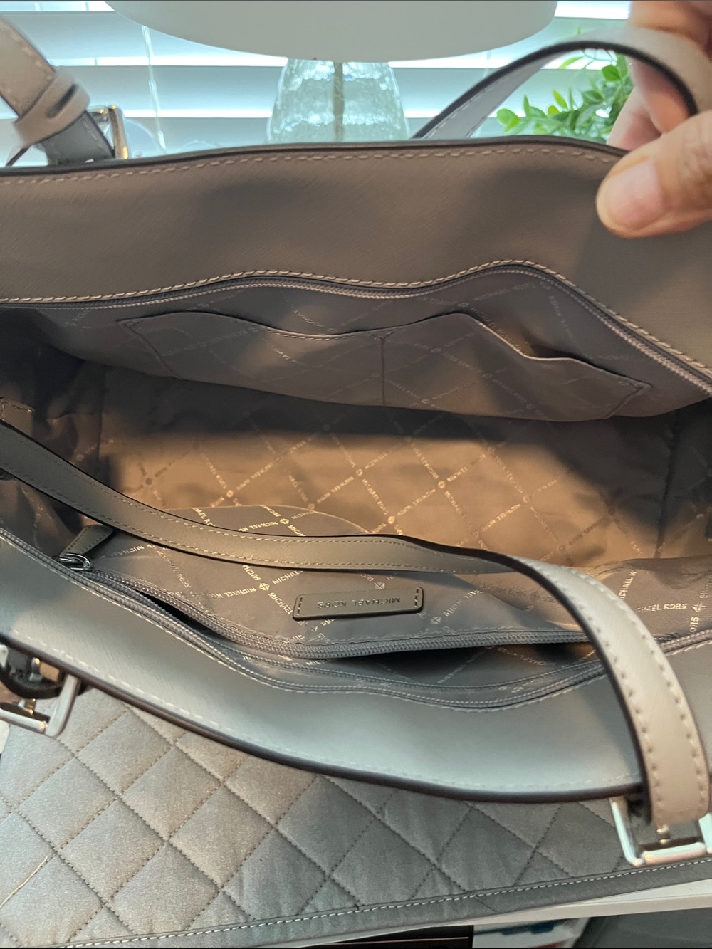 Michael Kors Gray MK Signature Tote with Dark Gray Trim - Picture 5 of 10